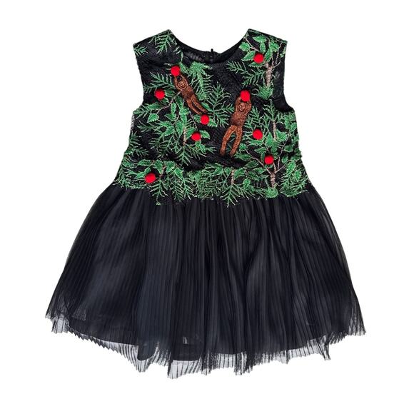 Tadashi Shoji Kids Girls Rousseau Party Dress with Playing Monkeys Size 4 - Picture 1 of 6